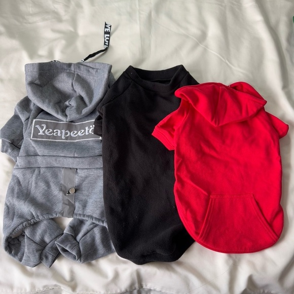 Yeapeeto Pet Hoodies Set - Gray, Black, Red - Picture 1 of 11